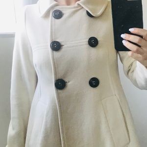 Zara white pea coat